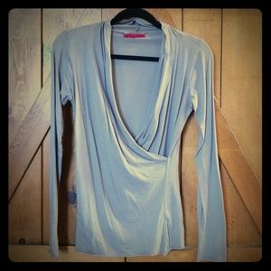 Velvet Cross Top Meri Wrap Long Sleeve Grey S